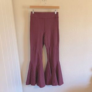 Free People Pants Mari Ponte Flare Winterberry Striped Women's size 2